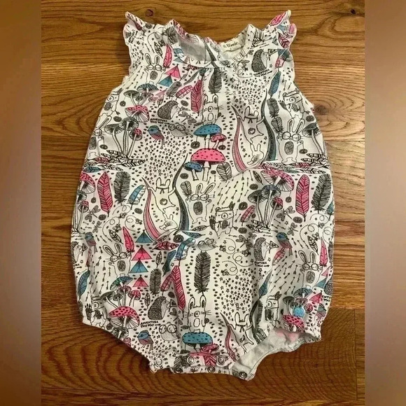 The Bonnie Mob Wilderness Frill Sleeve Romper-Pink - Picture 1 of 8